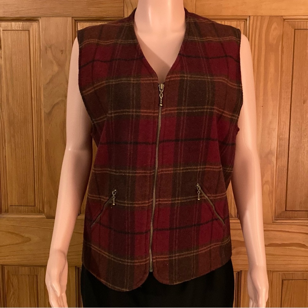 NWOT Rafaella Vintage 80s Vest Lined Lightweight 50% Wool Red Brown M Medium